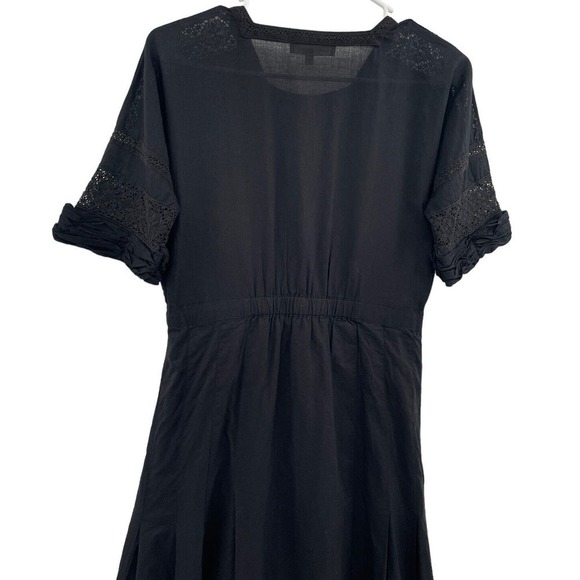 LOVESHACKFANCY Size S Black Edie Cotton Lace Fit & Flare Midi Dress - Picture 10 of 16